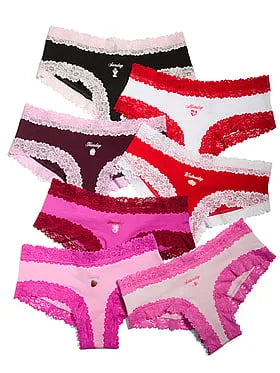 7-Pack PINK Winkâ¢ Lace-Trim Cheeky Panties