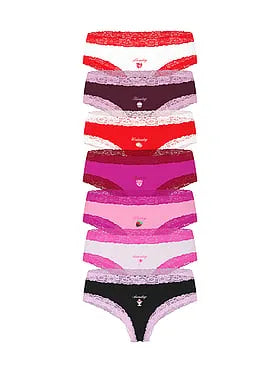 7-Pack PINK Winkâ¢ Lace-Trim Cheeky Panties