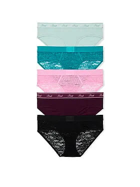5-Pack Lace Logo Cotton Hiphugger Panties