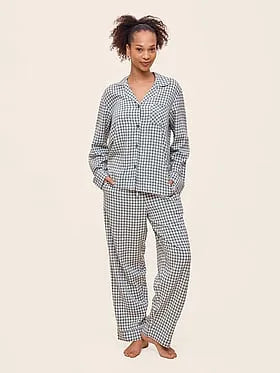 Seersucker Gingham Full-Length PJ Set