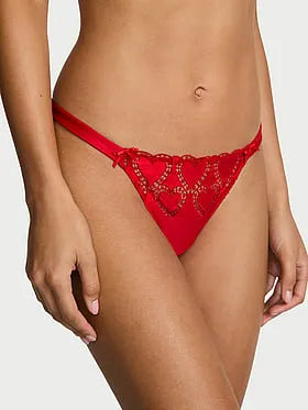 Heartbeat Embroidery Thong Panty