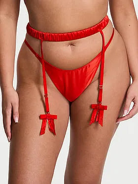 Twinkle Bow Satin Garter Belt
