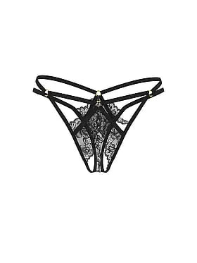 Lace Strappy Hardware Peekaboo Thong Panty