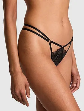Lace Strappy Hardware Peekaboo Thong Panty