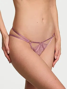 Lace Strappy Hardware Peekaboo Thong Panty