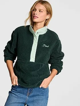 Plush Teddy Front-Snap Pullover