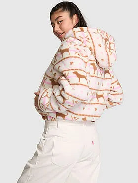 Plush Teddy Hooded Bomber Jacket