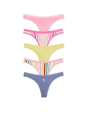 5-Pack Stretch Cotton Scoop Thong Panties
