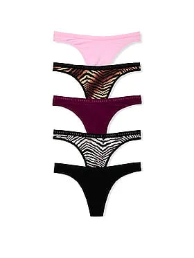 5-Pack Stretch Cotton Scoop Thong Panties
