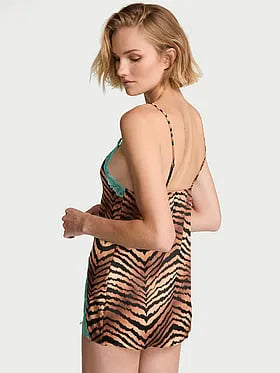 Tease Satin Lace-Trim Mini Slip Dress