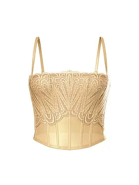 Showgirl Embroidery Unlined Balconette Bra Top