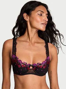 Cherry Pop Embroidery Uplift Balconette Bra