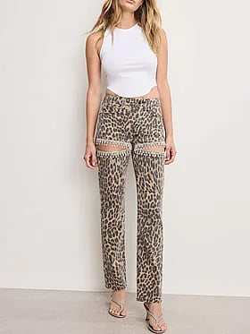Leopard Good Icon Straight Diamond Jeans