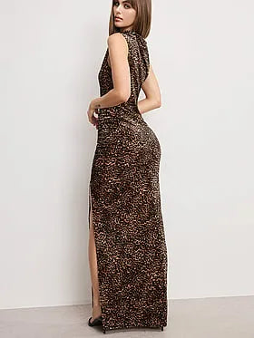 Velvet High Neck Maxi Dress