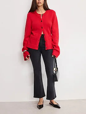 Button-Front Knit Cardigan