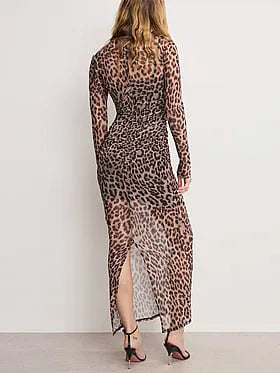 Mesh Ruched Maxi Dress