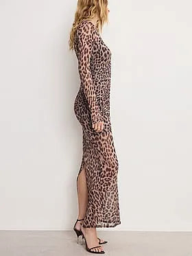 Mesh Ruched Maxi Dress