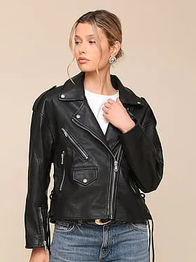 Faux-Ever Leather Lace Up Biker Jacket