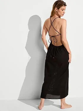 Beachwear Eyelet Open-Back Midi Dress
