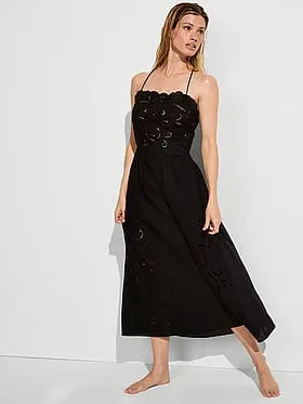 Beachwear Eyelet Open-Back Midi Dress