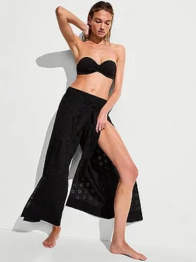 Beachwear Eyelet Wide-Leg Pant