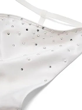 Satin Pearl-Embellished V-String Panty