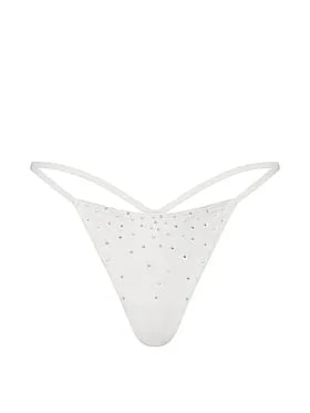 Satin Pearl-Embellished V-String Panty