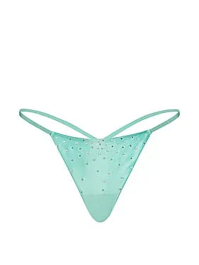 Satin Pearl-Embellished V-String Panty