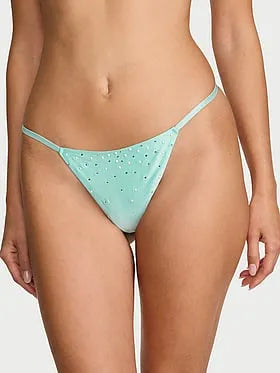 Satin Pearl-Embellished V-String Panty