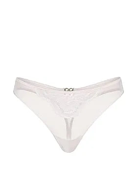 Mesh Lace-Trim Twinkle Bow Thong Panty