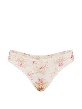 Sheer Shimmer Lace-Trim Thong Panty