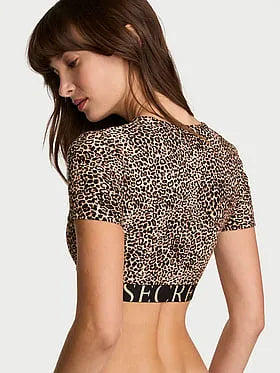 Cotton Short-Sleeve Bralette Crop Top