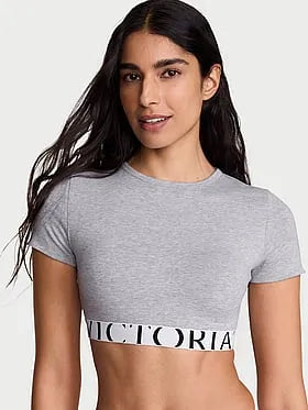 Cotton Short-Sleeve Bralette Crop Top