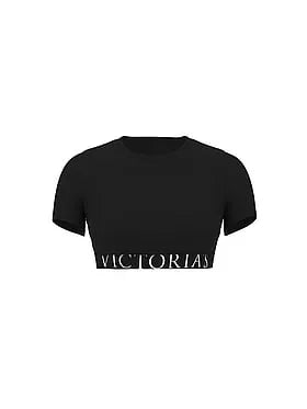 Cotton Short-Sleeve Bralette Crop Top