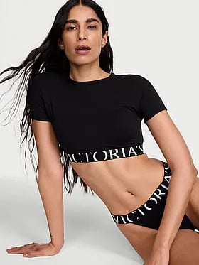 Cotton Short-Sleeve Bralette Crop Top