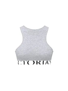 Cotton Exploded Logo Unlined High-Neck Bralette