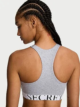 Cotton Exploded Logo Unlined High-Neck Bralette