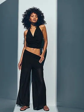 Beachwear Mesh Foldover Pants