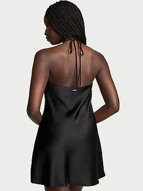 Luxe Satin Halter Mini Slip Dress