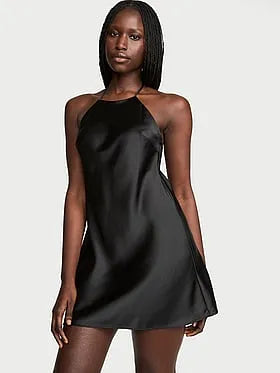 Luxe Satin Halter Mini Slip Dress
