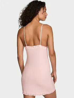SoSoftâ¢ Modal Lace-Trim Tie-Front Slip Dress
