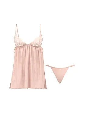 Lace Triangle Pleated Babydoll Set