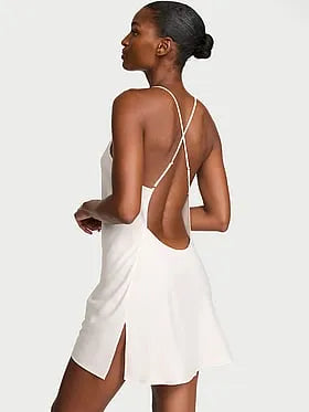 Satin Open-Back Slip Dress