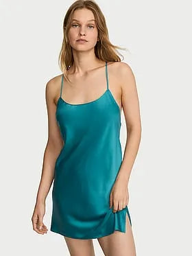 Satin Open-Back Slip Dress