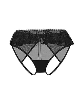 Heritage Mesh Lace-Trim Ruffle Open-Back Panty