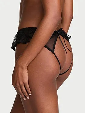 Heritage Mesh Lace-Trim Ruffle Open-Back Panty