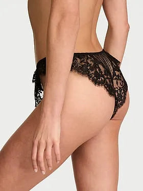 Heritage Dot Mesh Lace-Trim Flutter Brazilian Panty