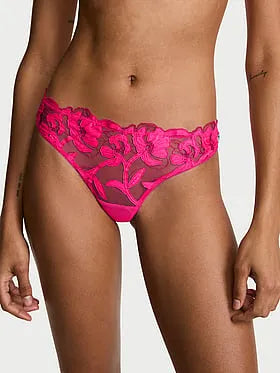 Pop Floral Embroidery Thong Panty