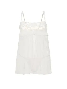 Frou Frou Embroidery Pleated Babydoll Set