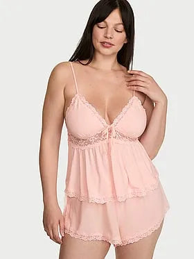 SoSoftâ¢ Modal Lace-Trim Cami & Shorts Set